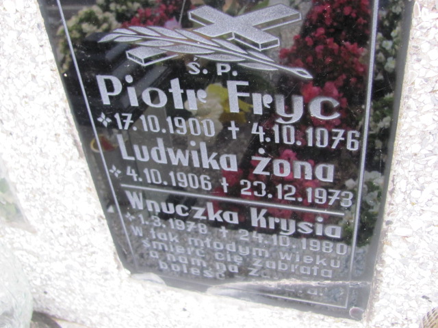 Piotr Fryc 1900 Spytkowice - Grobonet - Wyszukiwarka osób pochowanych